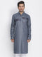 Vastramay Men's Grey Color Cotton Blend Kurta